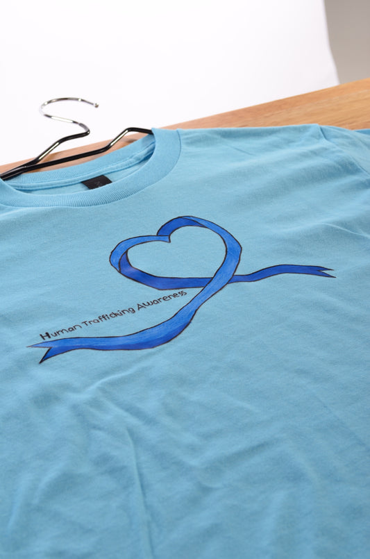 Short Sleeve Blue Heart T-Shirt